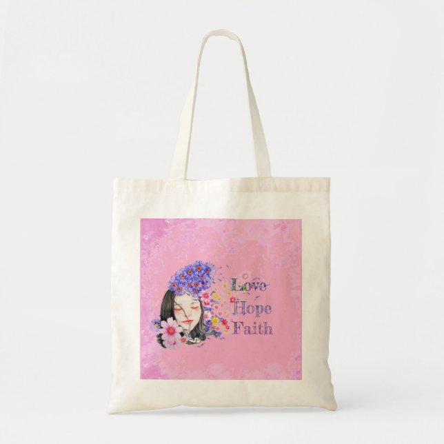 watercolor faith hope love tote bag tragetasche (Vorne)