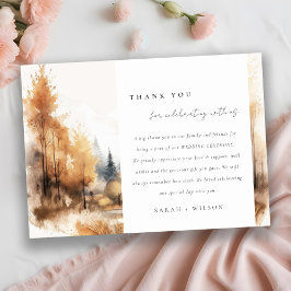 Watercolor Fall Autumn Landscape Wedding Details Dankeskarte