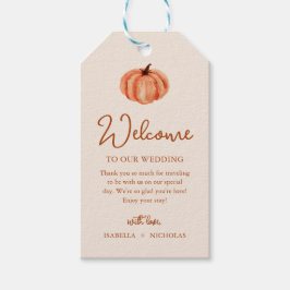 Watercolor Fall Boho Pumpkin Wedding Willkommen Geschenkanhänger