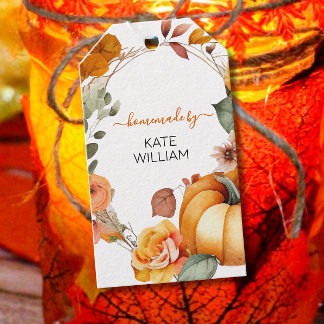 Watercolor Fall-Designlabel für selbst gemachte Pr Geschenkanhänger
