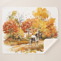 Watercolor Fall Dog Design - deutscher Zeiger