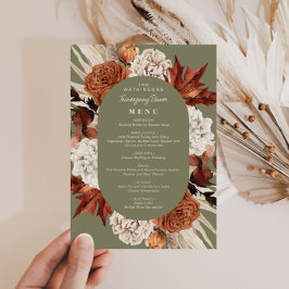 watercolor fall floral frame thanksgiving menu menükarte