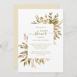 Watercolor Fall Greenery Baby Shower Einladung