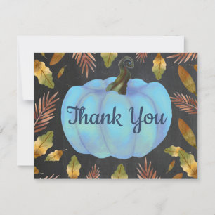 Watercolor Fall Pumpkin Blue Danke Karte