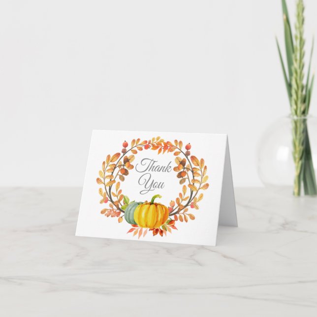 Watercolor Fall Pumpkin Danke Karte (Vorderseite)