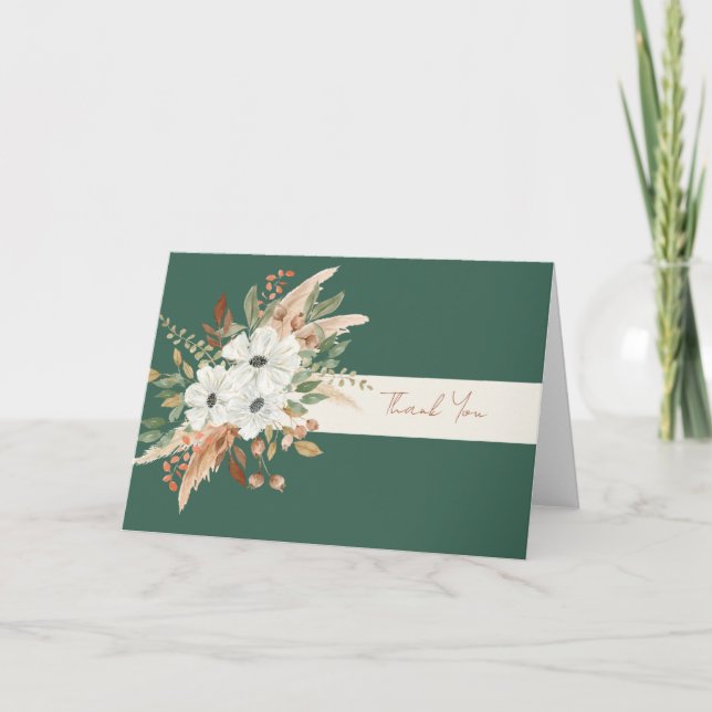 Watercolor Fall Winter Bouquet Dankeskarte (Vorderseite)