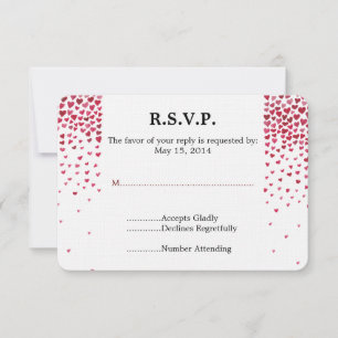 Watercolor Fallende Herzen Hochzeitsszenierung RSV RSVP Karte