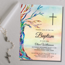 Watercolor Family Tree Taufen Christening