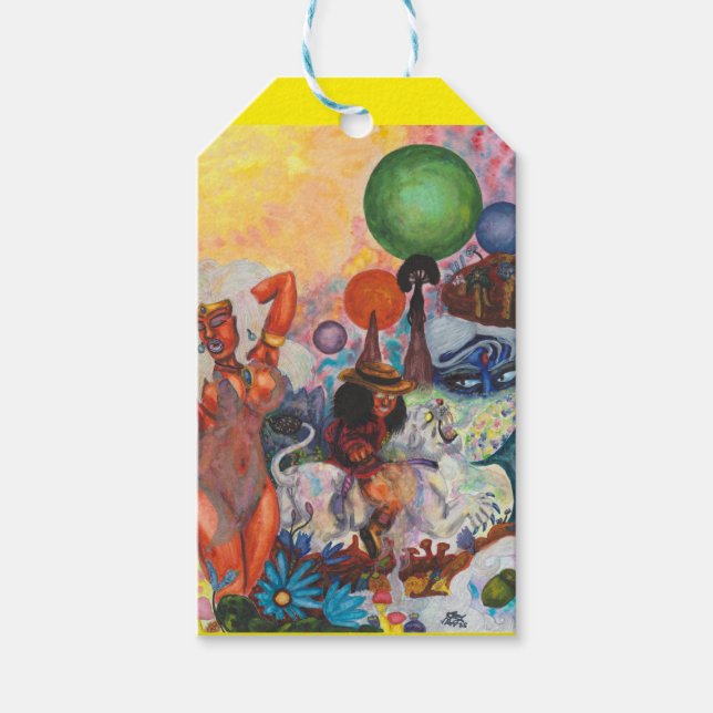 Watercolor Fantasy Eros rides white Lioness Woman Geschenkanhänger (Vorderseite)