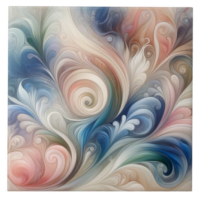 Watercolor Fantasy Floral Romantisches Muster Fliese (Vorderseite)