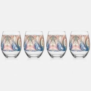 Watercolor Fantasy Floral Romantisches Muster Weinglas Ohne Stiel