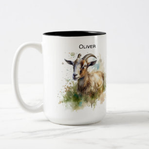 Watercolor Farmhouse Ziege, individuell Zweifarbige Tasse