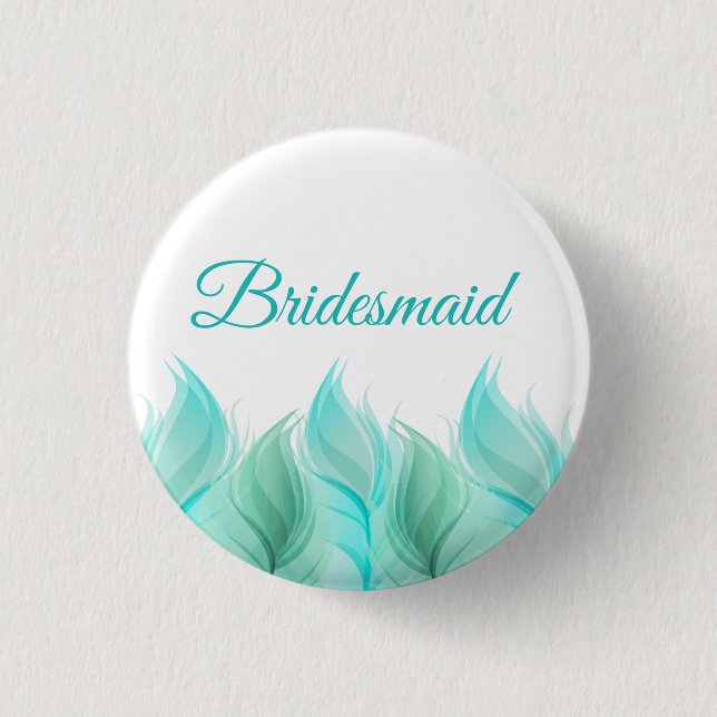Watercolor Feathers Bridesmaid Button (Vorderseite)