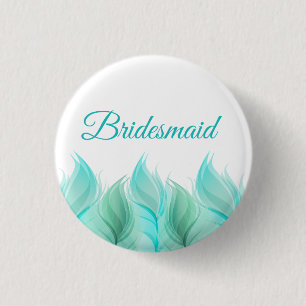 Watercolor Feathers Bridesmaid Button