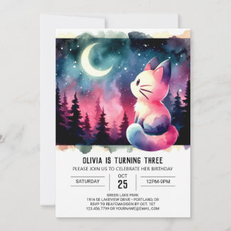 Watercolor Feline Cat Geburtstag Einladung