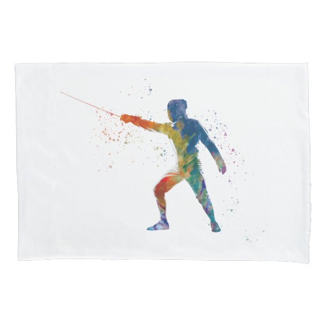 watercolor fencing kissenbezug (Vorderseite-Links)