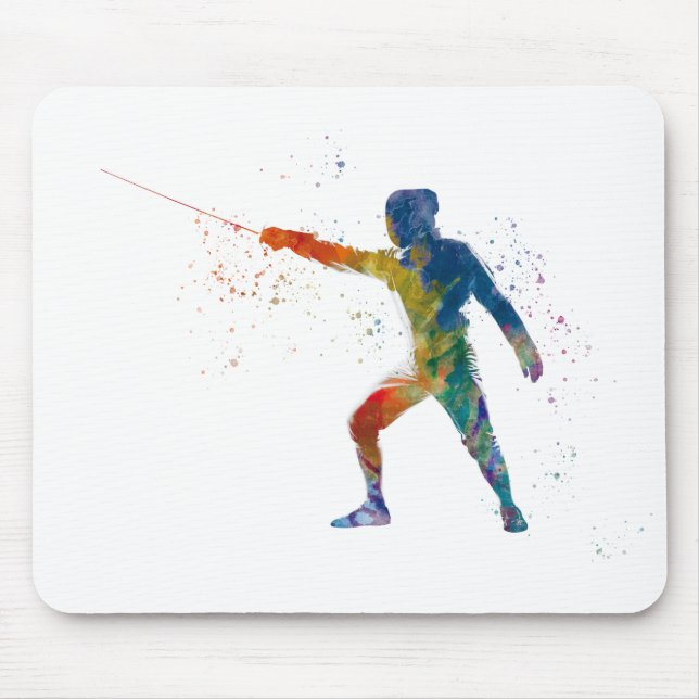 watercolor fencing mousepad (Vorne)