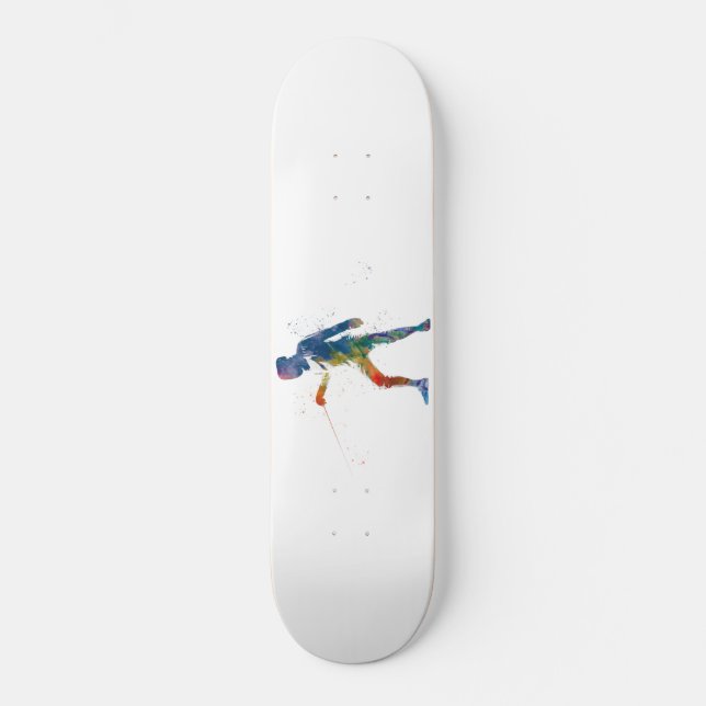 Watercolor Fencing Skateboard (Vorderseite)