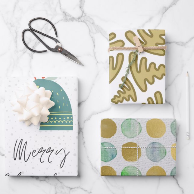 Watercolor Ferien Muster Packung Papierblätter Geschenkpapier Set (Vorderseite)