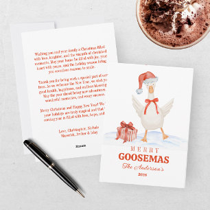 Watercolor Festliches Rot Merry Goosemas Weihnacht Feiertagskarte