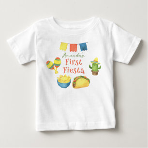Watercolor-Fiesta-Erster-Geburtstag Baby T-shirt