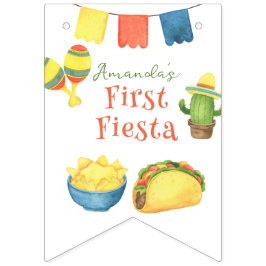 Watercolor-Fiesta-Erster-Geburtstag Wimpelkette