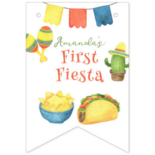Watercolor-Fiesta-Erster-Geburtstag Wimpelkette