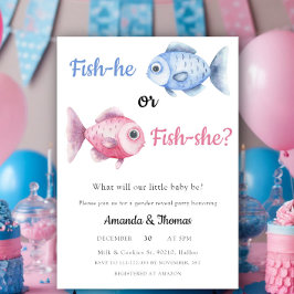 Watercolor Fishing Gender Reveal Einladung