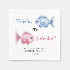 Watercolor Fishing Gender Reveal Serviette