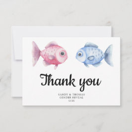 Watercolor Fishing Thank you gender reveal Dankeskarte