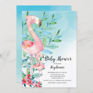 Watercolor Flamingo Baby Dusche Einladung