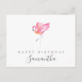 Watercolor Flamingo Birthday Gruß Postkarte