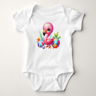 Watercolor Flamingo Cartoon Clipart Baby Strampler