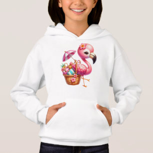 Watercolor Flamingo Cartoon Clipart Hoodie