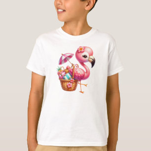 Watercolor Flamingo Cartoon Clipart T-Shirt