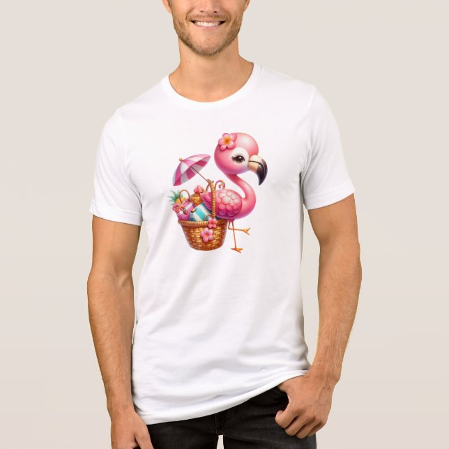 Watercolor Flamingo Cartoon Clipart Tri-Blend Shirt (Vorderseite)