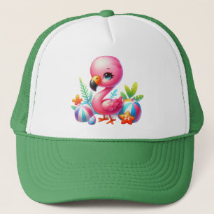 Watercolor Flamingo Cartoon Clipart Truckerkappe
