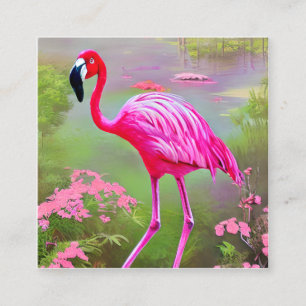 Watercolor Flamingo Graphic Quadratische Visitenkarte