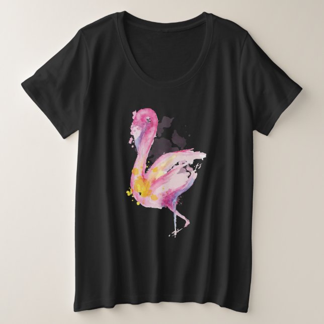 Watercolor Flamingo Große Größe T-Shirt (Design vorne)