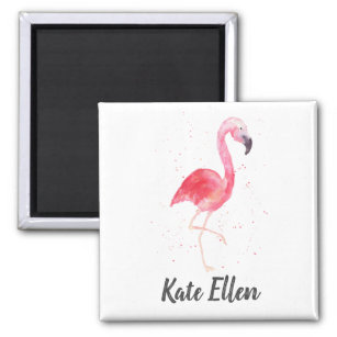 Watercolor Flamingo Magnet Individuelle Name