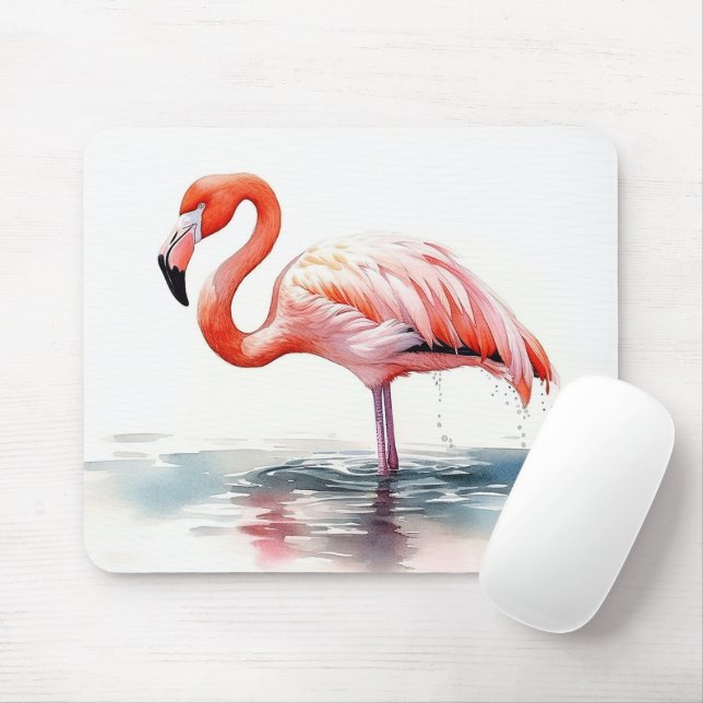 Watercolor Flamingo Mousepad (Mit Mouse)