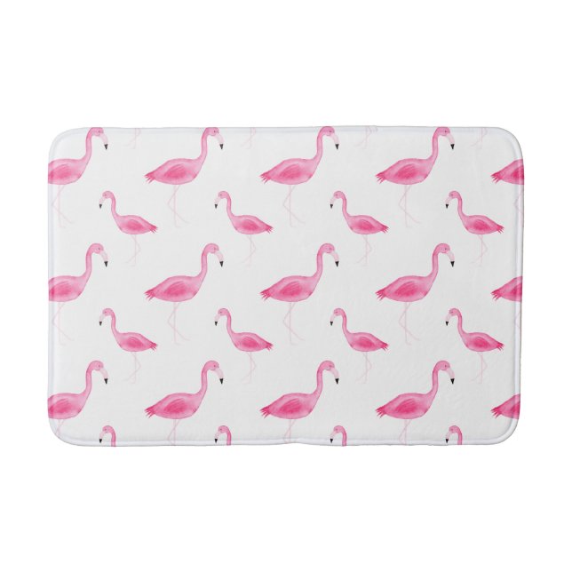Watercolor Flamingo Muster Badematte (Vorderseite)