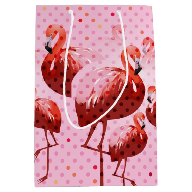 Watercolor Flamingo Muster Mittlere Geschenktüte (Vorderseite)
