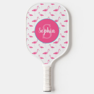 Watercolor Flamingo Muster Personalisiert Pickleball Schläger