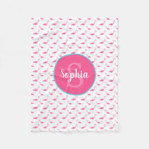 Watercolor-Flamingo-Muster-personalisiertes Fleecedecke