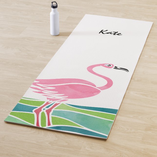 Watercolor-Flamingo-personalisierter hübscher Yogamatte (Beispiel)