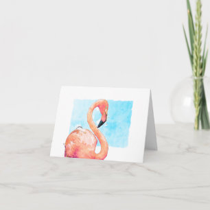 Watercolor Flamingo Pink Blank Greise