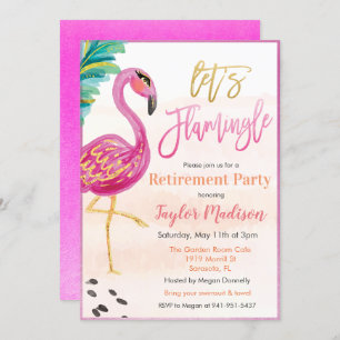 Watercolor Flamingo Retirement Party Einladung