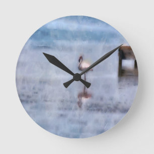 Watercolor Flamingo Runde Wanduhr