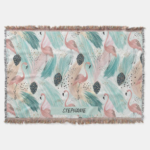 Watercolor Flamingo Tropisches Muster Decke